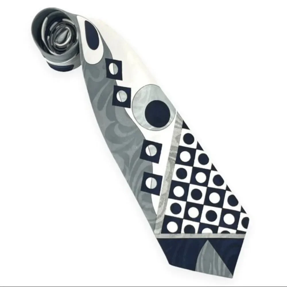 Florence Imported by Florence Silk Tie Blue, White, and Gray Design